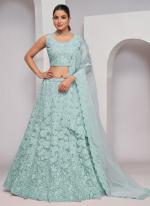 Soft Net Light Blue Wedding Wear Sequins Work Lehenga Choli